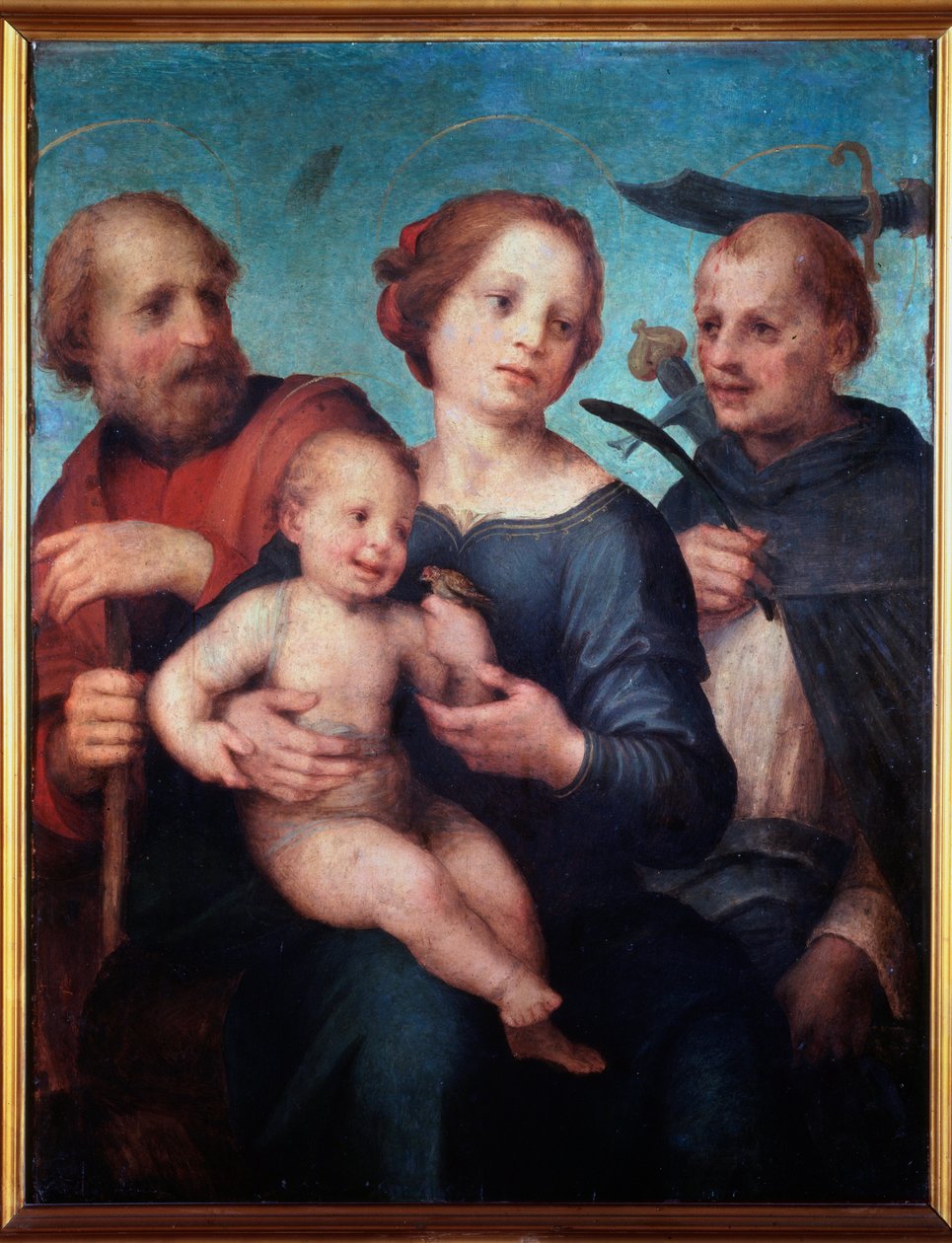 Helig familj med St Peter Martyr (eller heligt samtal) - Målning av Fra da Pistoia Paolino