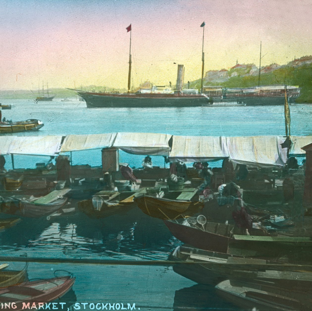 Flytande marknad, Stockholm, Sverige, sent 1800-tidigt 1900-tal. av Fradelle and Young