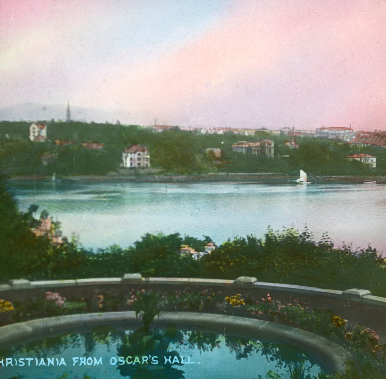 Utsikt från Oscarshall, Christiania, Oslo, Norge, sent 1800-tidigt 1900-tal. av Fradelle and Young