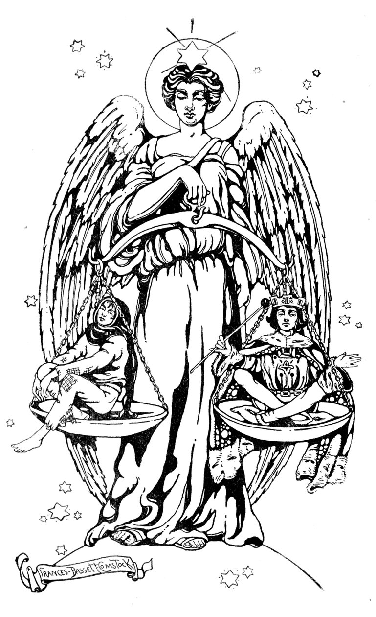Illustration från "Christmas and the Spirit of Democracy", av Samuel McChord Crothers, 1908 av Frances Bassett Comstock