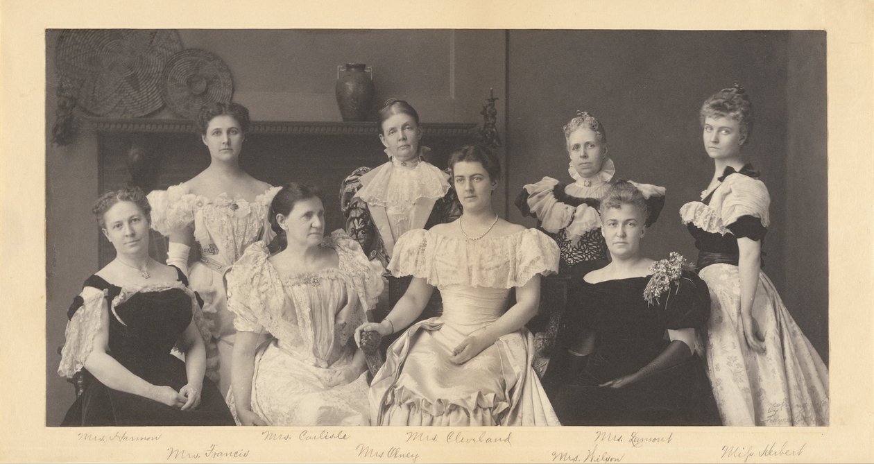 (Fru Grover Cleveland och fruarna till medlemmar av president Grover Clevelands kabinett) av Frances Benjamin Johnston