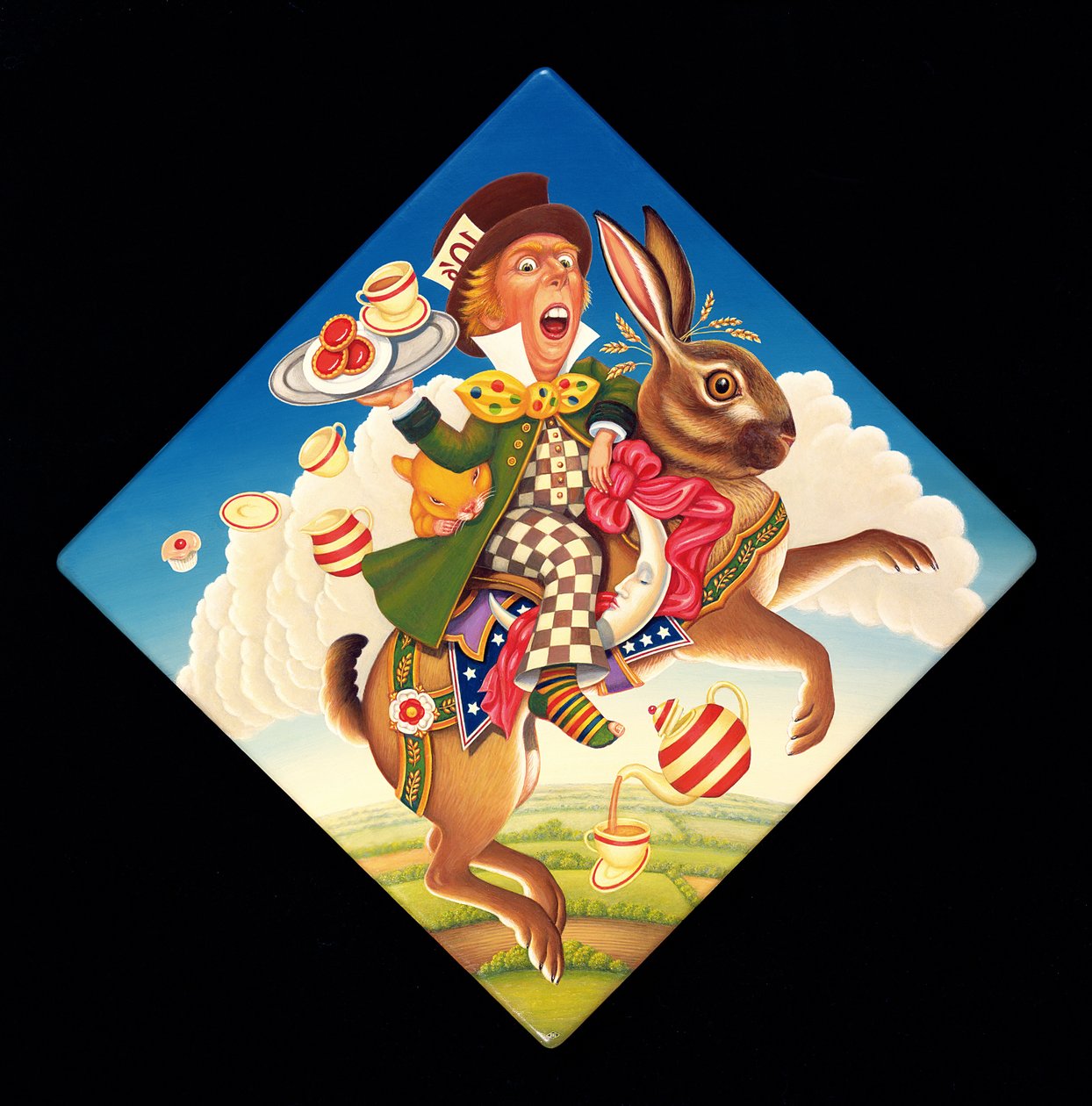 A Mad Tea Party, 2008 (olja och tempera på panel) av Frances Broomfield