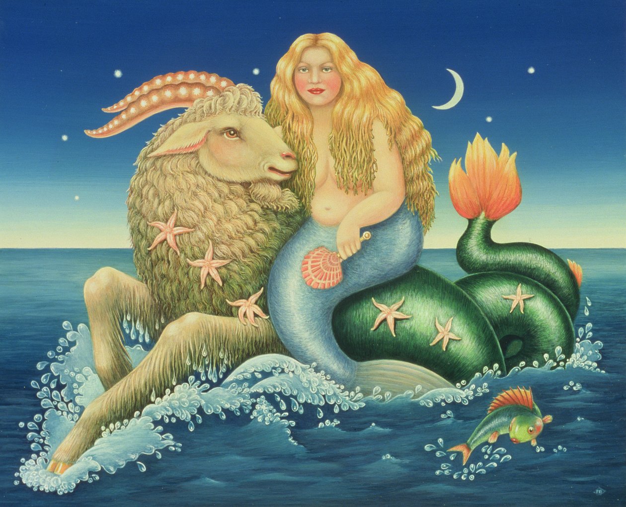 Stenbocken, 1992 (olja och tempera på panel) av Frances Broomfield