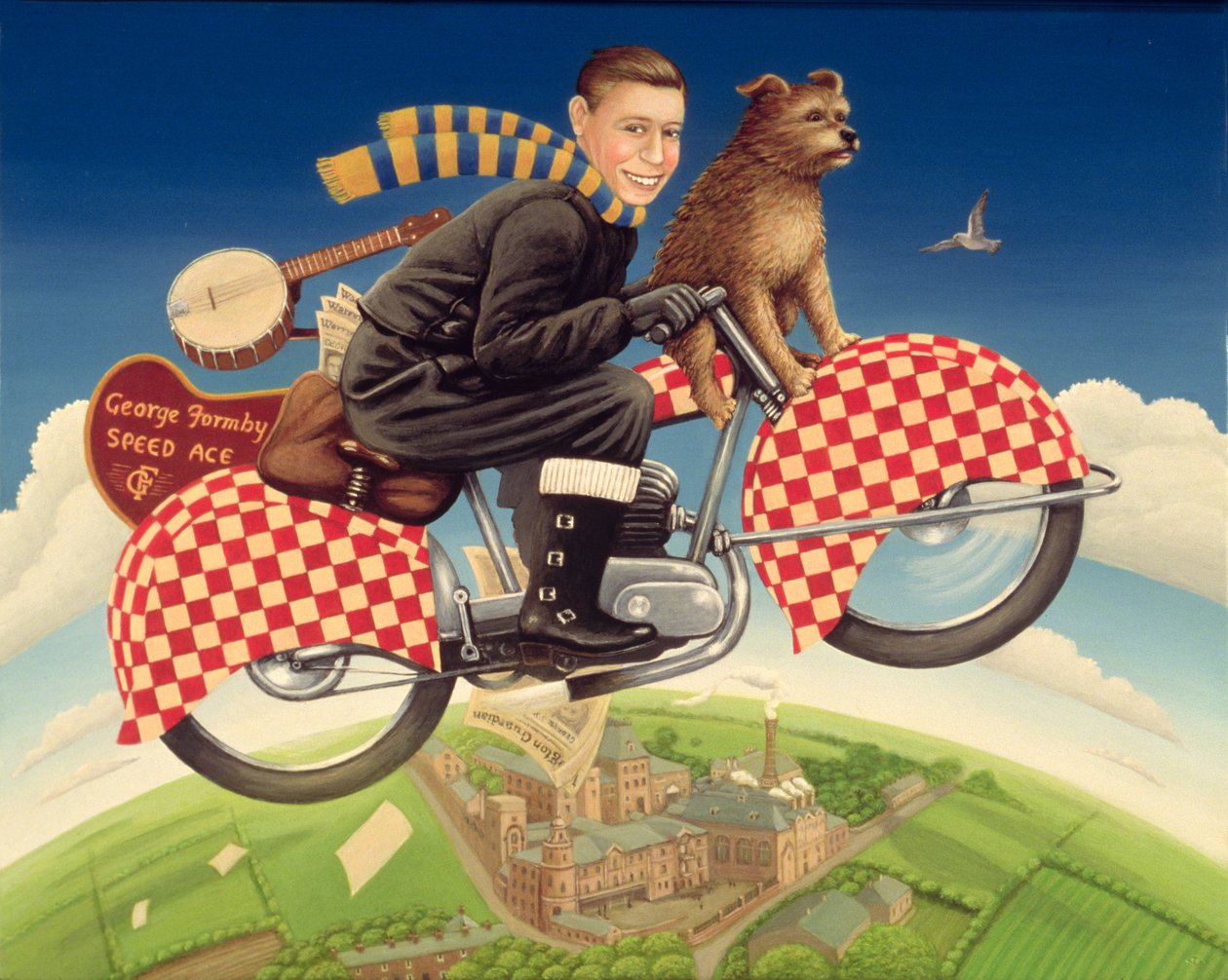 George Formby - Speed Ace, 1989 (olja och tempera på panel) av Frances Broomfield