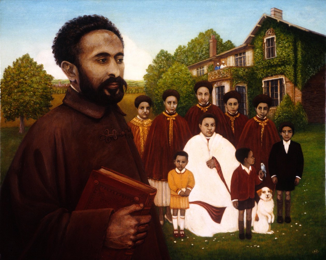 Haile Selassie i exil, 1987 (olja och tempera på panel) av Frances Broomfield