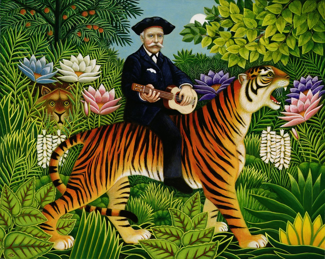 Henri Rousseaus dröm, 1997 (olja och tempera på panel) av Frances Broomfield