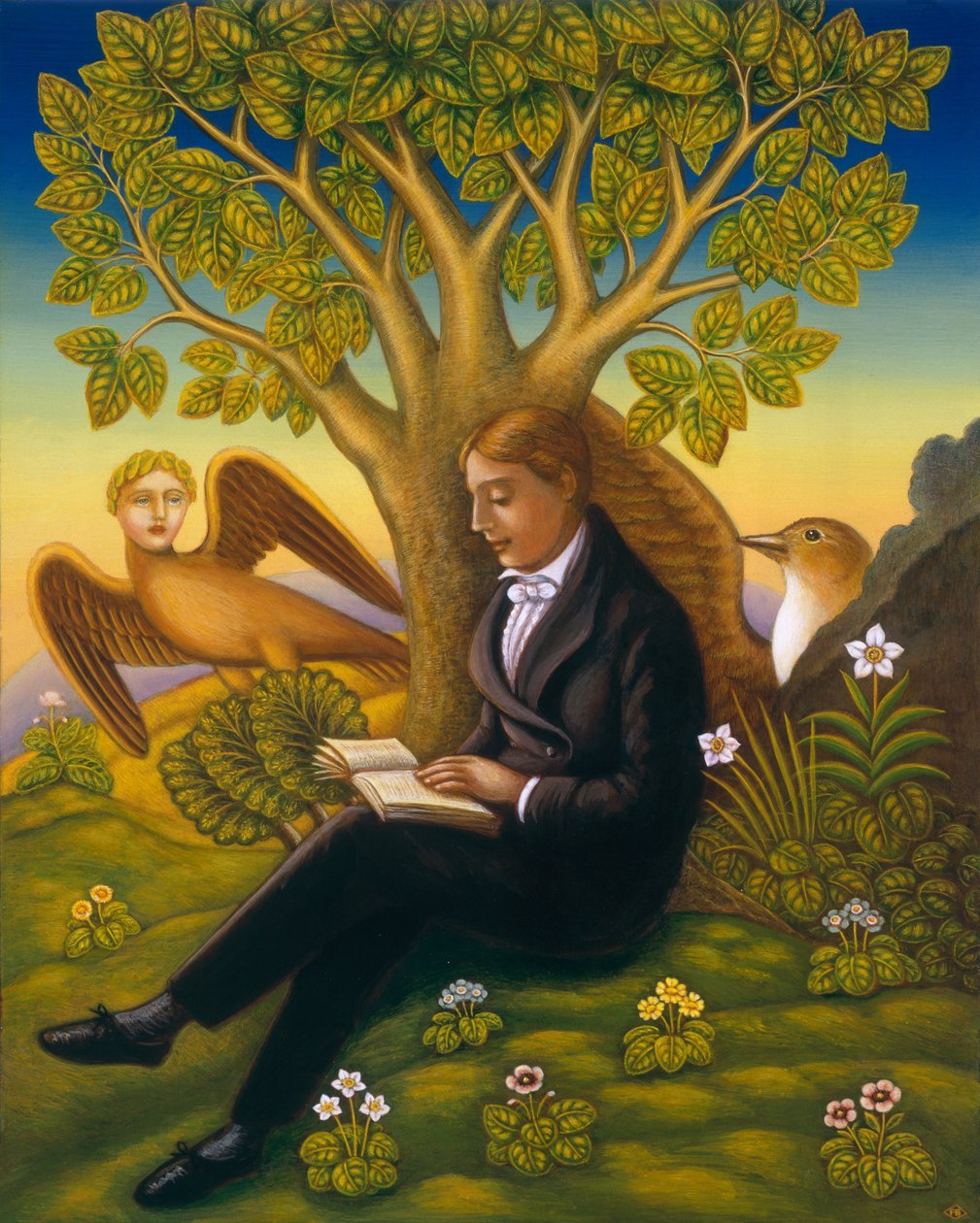 Keats (1795-1821) and the Nightingale, 2002 (olja och tempera på panel) av Frances Broomfield
