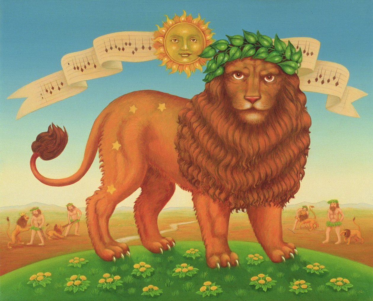 Leo, 1989 (olja och tempera på panel) av Frances Broomfield