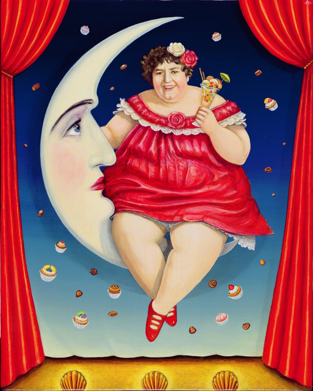 Little Baby Viola, 2001 (olja och tempera på panel) av Frances Broomfield