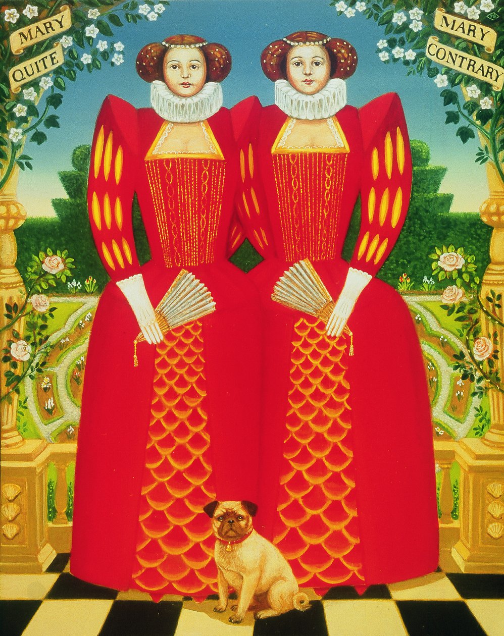 Mary Mary, 1995 (olja och tempera på panel) av Frances Broomfield