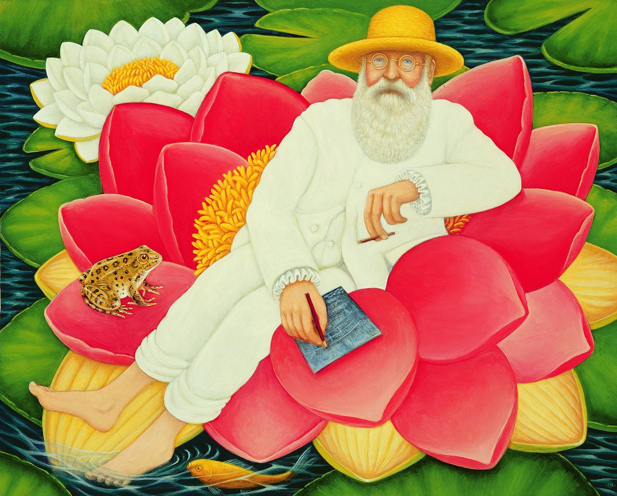 Monets näckrosor, 1996 (olja och tempera på panel) av Frances Broomfield