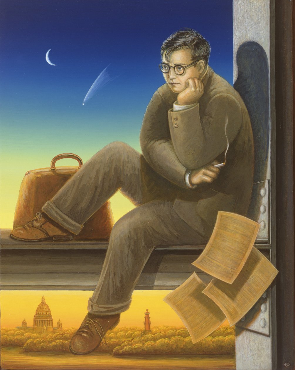 Shostakovich (1906-75) 2003 (olja och tempera på panel) av Frances Broomfield