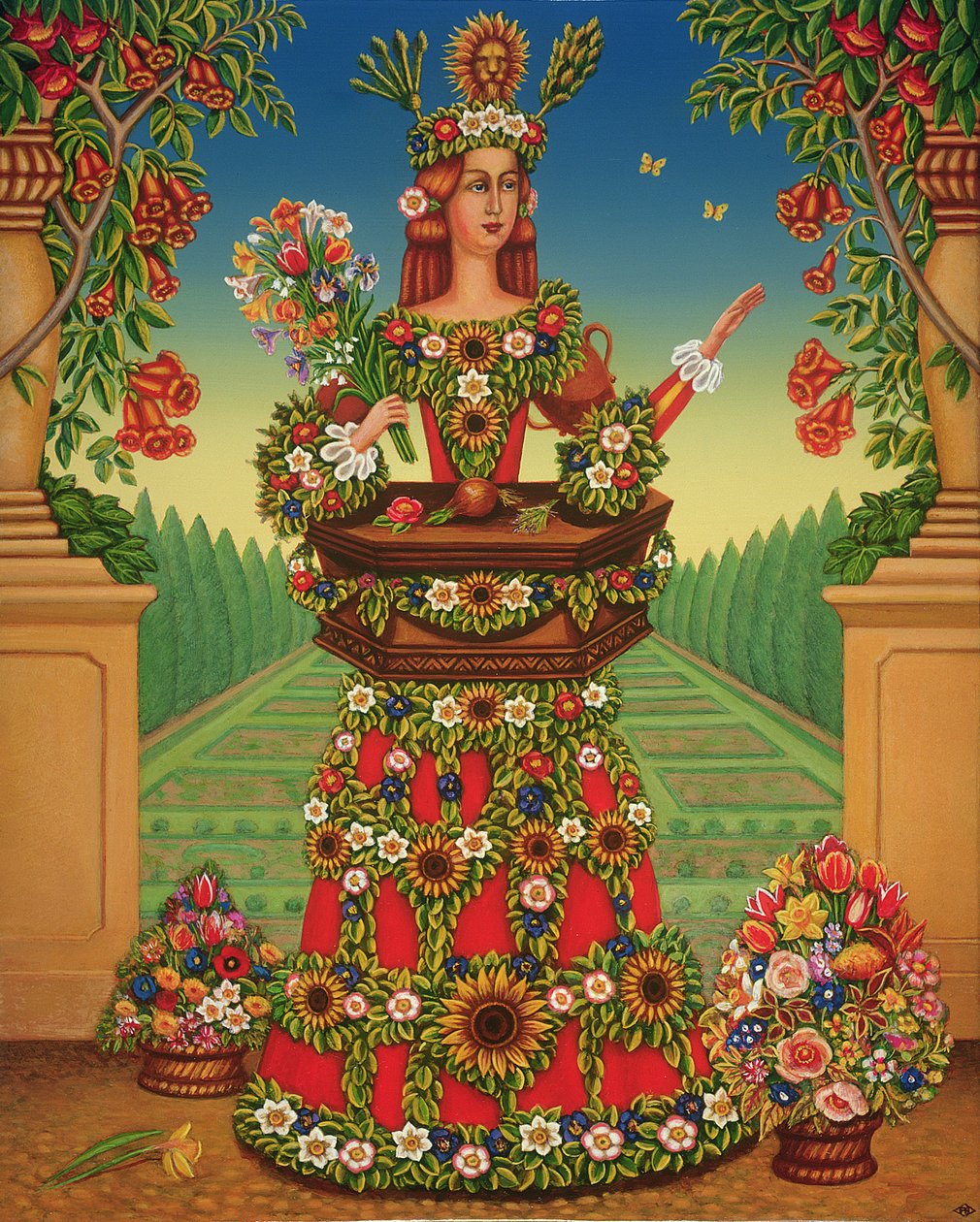 Trädgårdsmästarens fru, 2005 (olja och tempera på panel) av Frances Broomfield