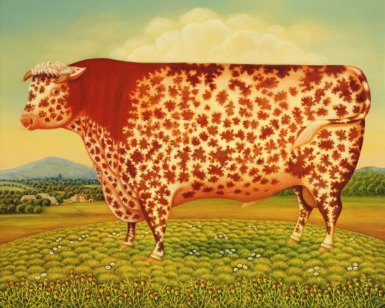 The Great Bull, 1998 (olja och tempera på panel) av Frances Broomfield