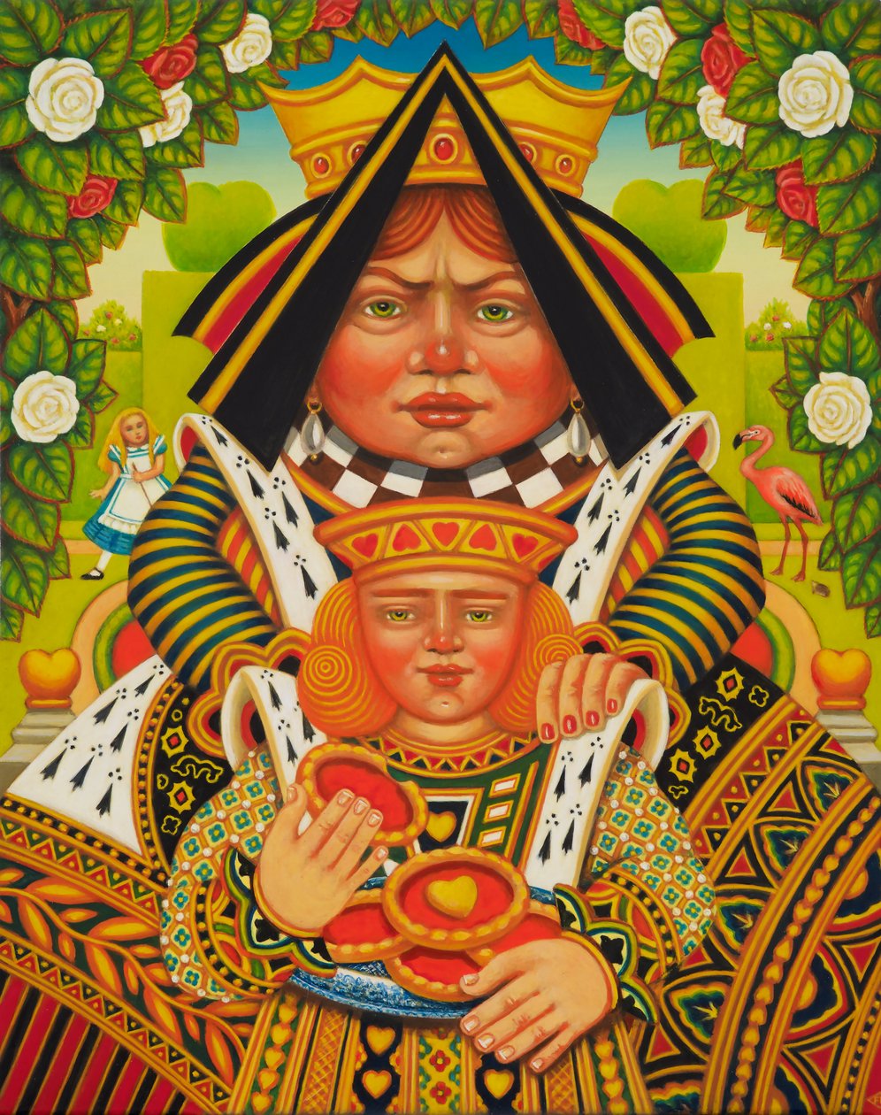 The Knove of Hearts, 2017 (olie & tempera på panel) swed av Frances Broomfield