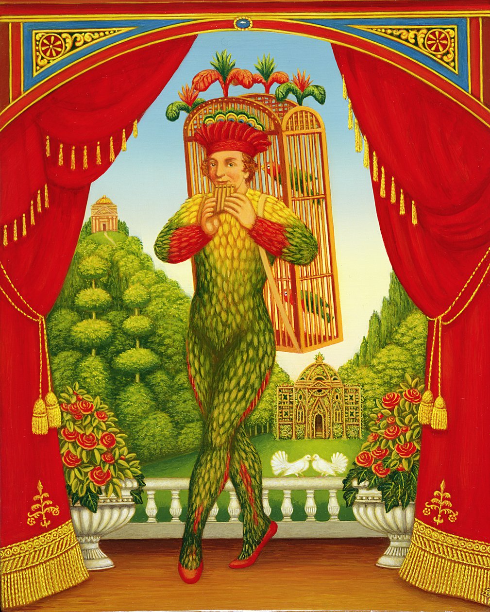 Trollflöjten, 1998 (olja och tempera på panel) av Frances Broomfield