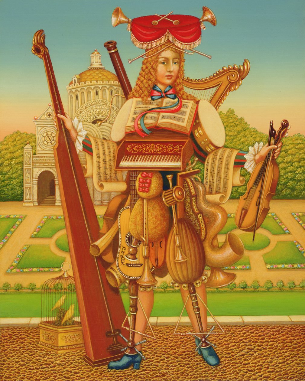 The Musicians Garden, 1997 (olja och tempera på panel) av Frances Broomfield