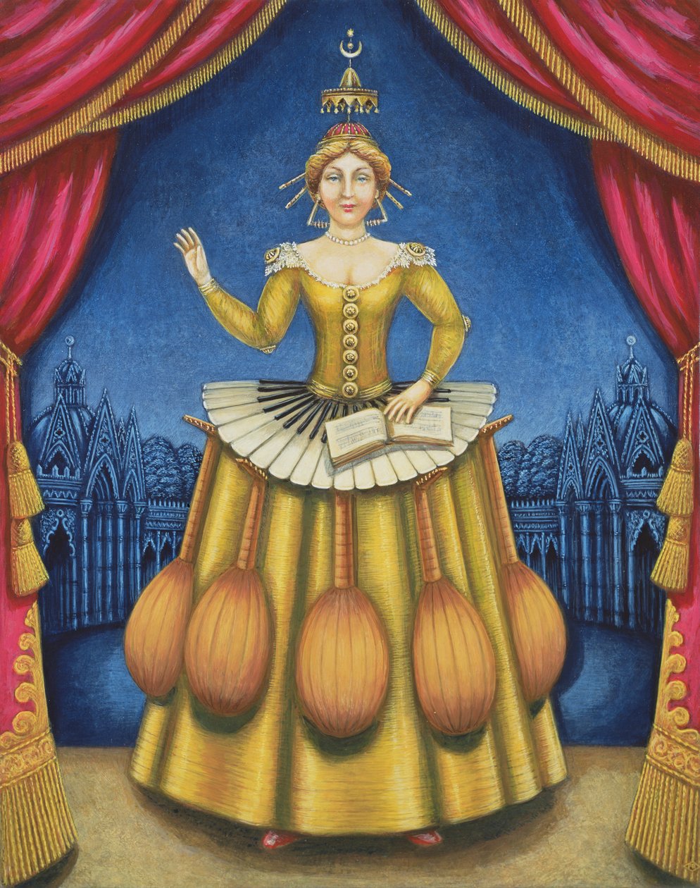 The Musicians Wife, 2002 (olja och tempera på panel) av Frances Broomfield