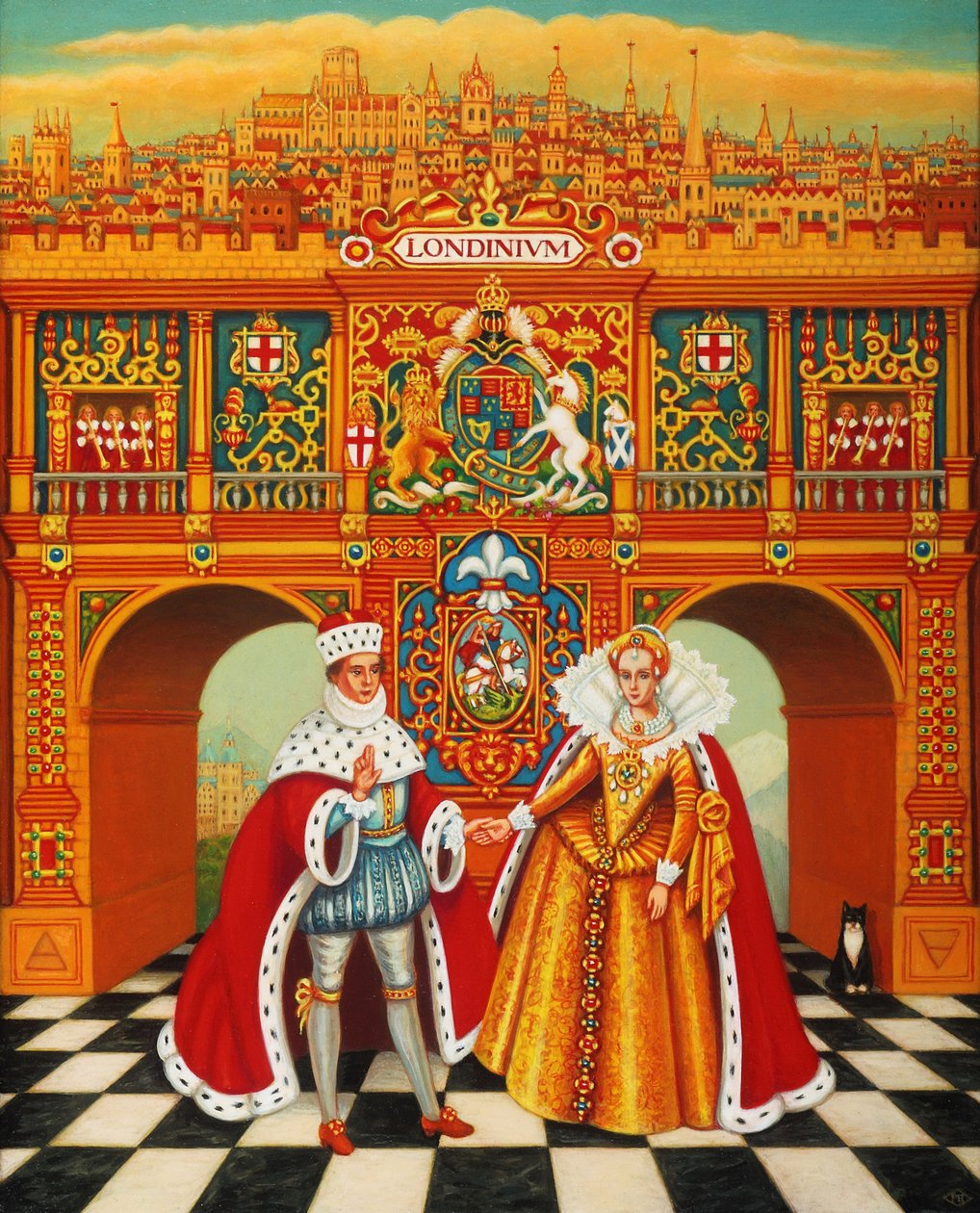 Vinterkungen och drottningen, 2010 (oljor och tempera på panel) av Frances Broomfield