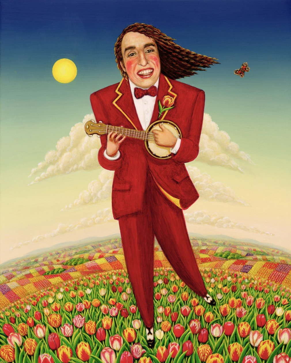 Tiptoe Through the Tulips, 2000 (olja och tempera på panel) av Frances Broomfield