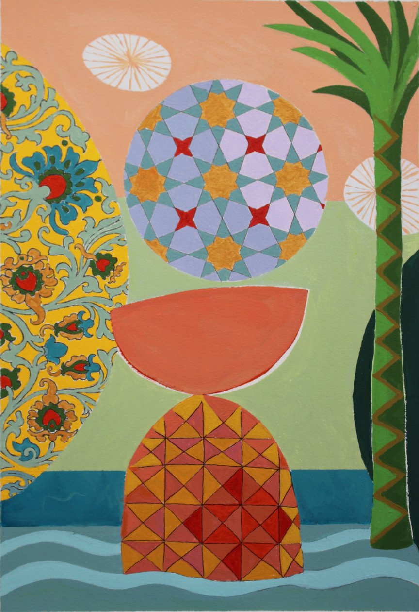A Delicate Balance, 2022 (akryl på arkivakvarellpapper) av Frances Ferdinands