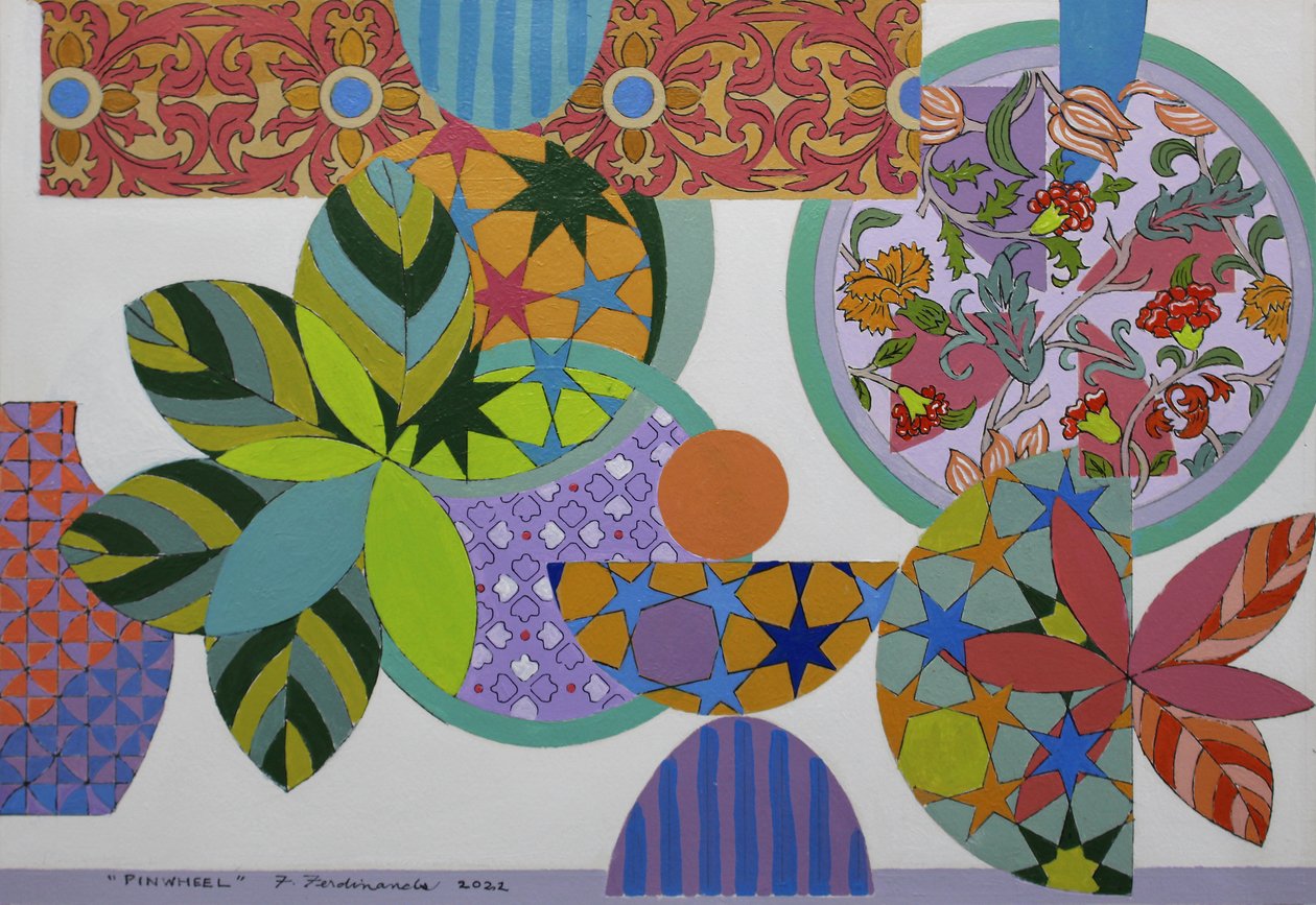 Pinwheel, 2022 (akryl på arkivakvarellpapper) av Frances Ferdinands