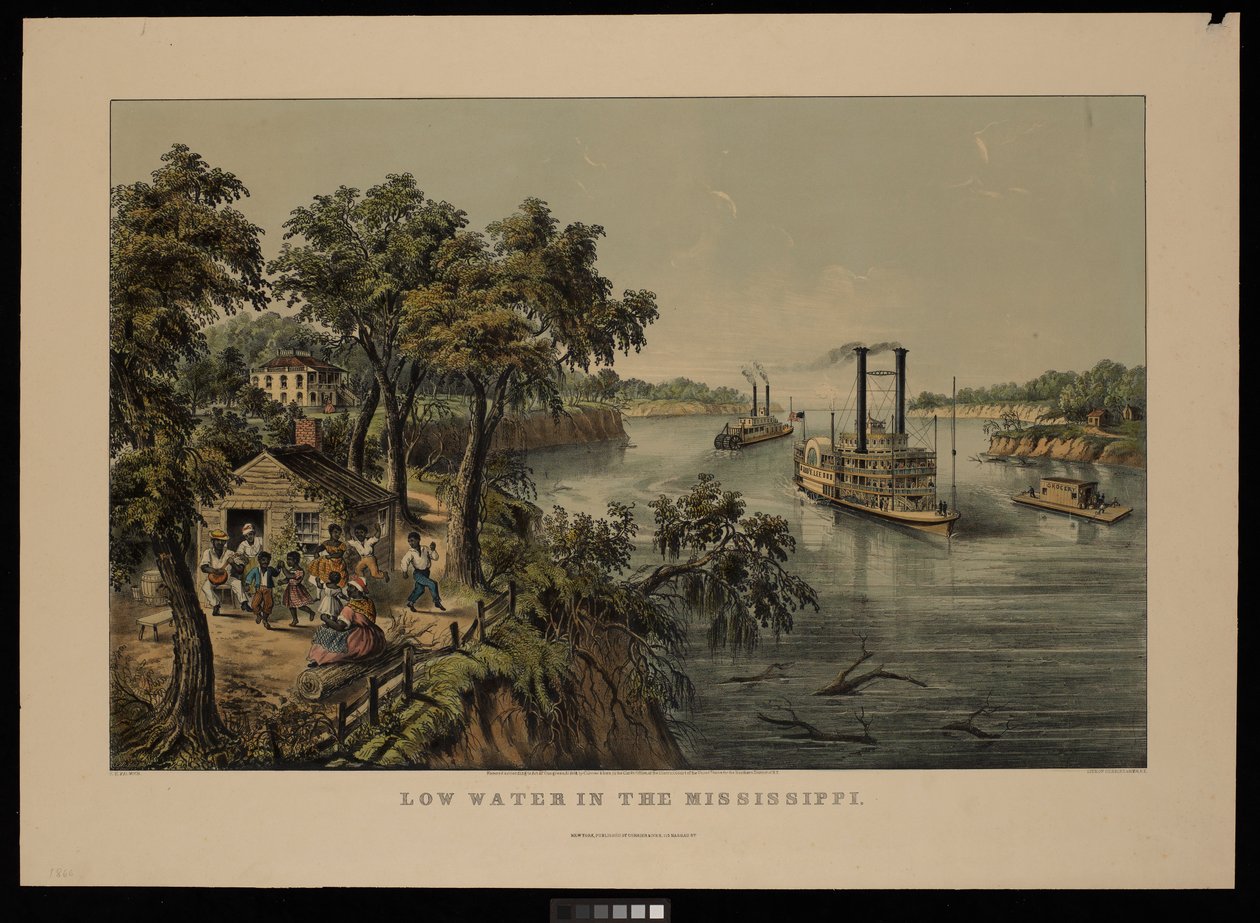Lågt vattenstånd i Mississippi Robert E Lee av Frances Flora Bond (c.1812 76) (after) Palmer