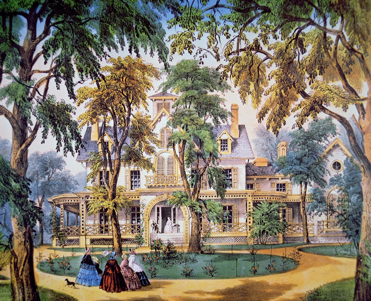 Ett planteringshus, ca 1858 (färg litho) av Frances Flora Bond (c.1812 76) Palmer