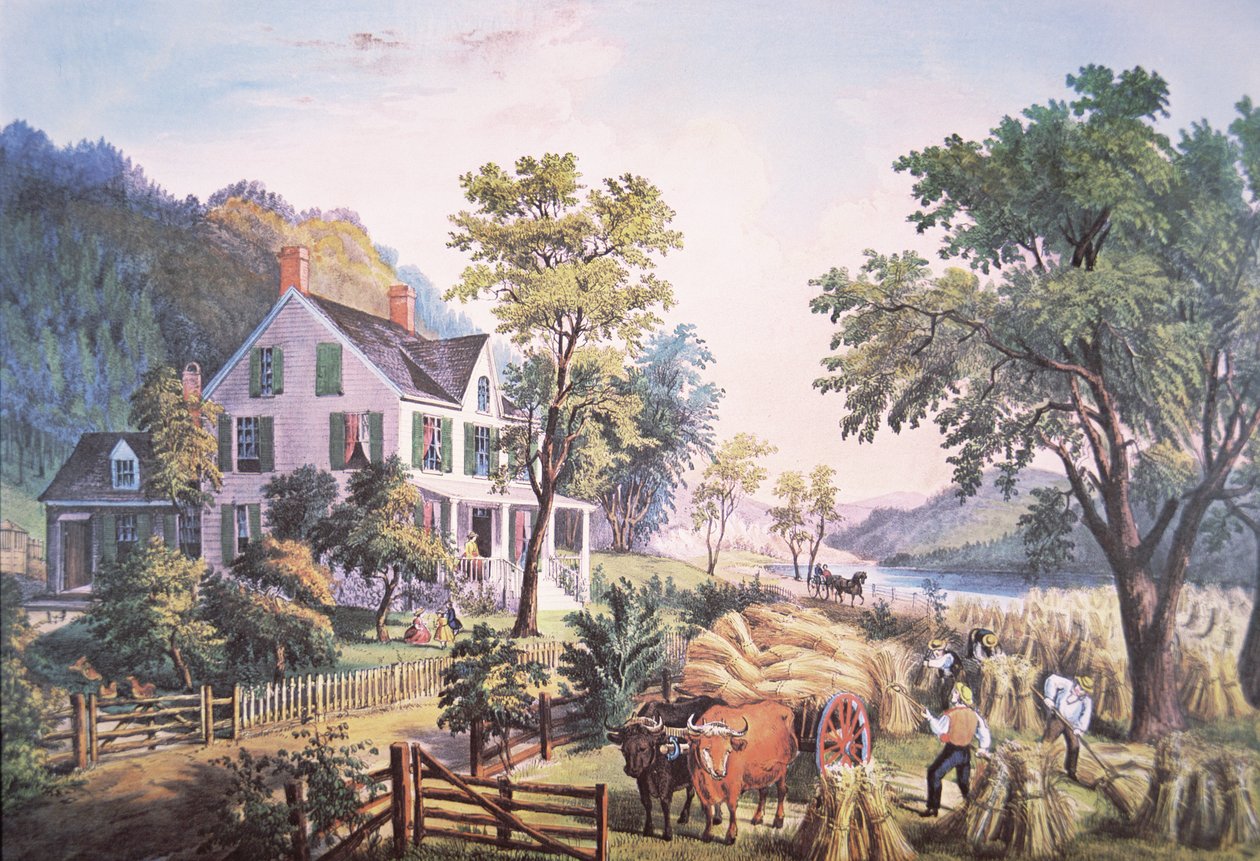 Amerikansk gårdsscen av Frances Flora Bond (c.1812 76) Palmer