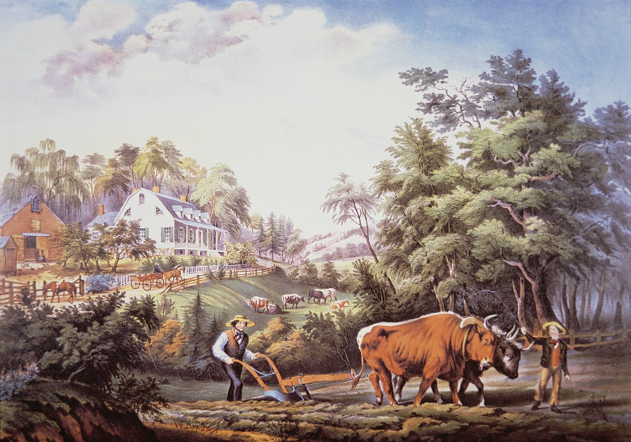 Amerikansk gårdsscen av Frances Flora Bond (c.1812 76) Palmer