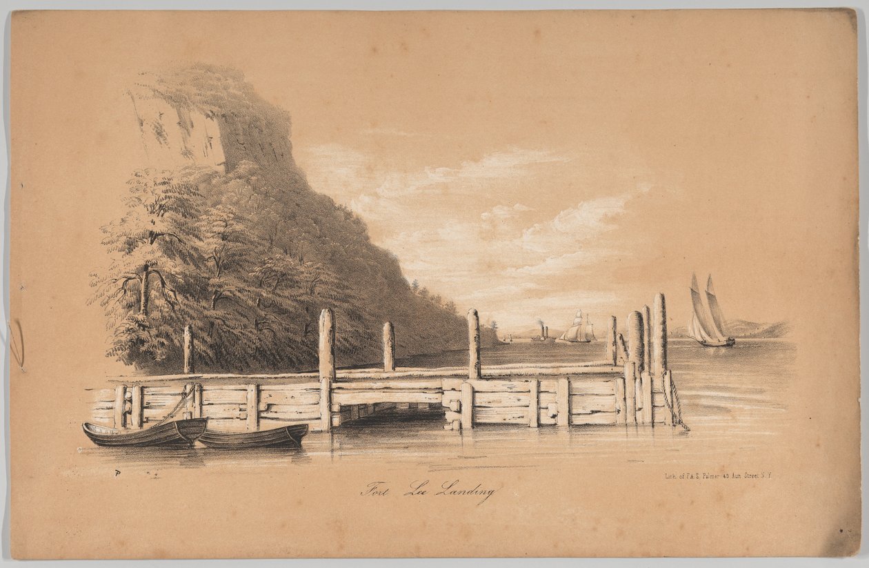 Fort Lee Landing, i: The New York Drawing Book, Containing a Series of Original Designs a..., 1847. av Frances Flora Bond Palmer