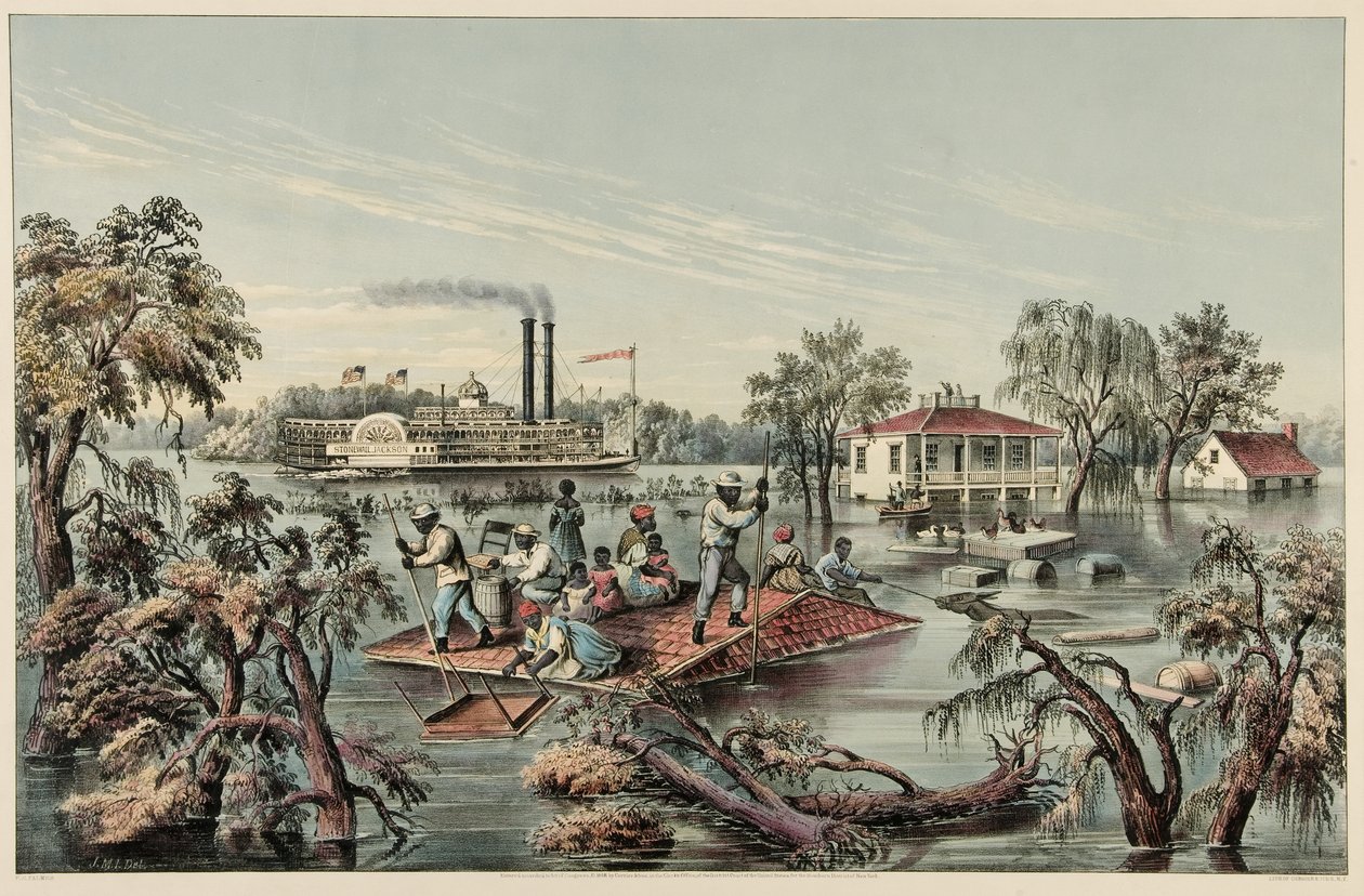 Högvatten i Mississippi, pub.1868 av Frances Flora Bond Palmer
