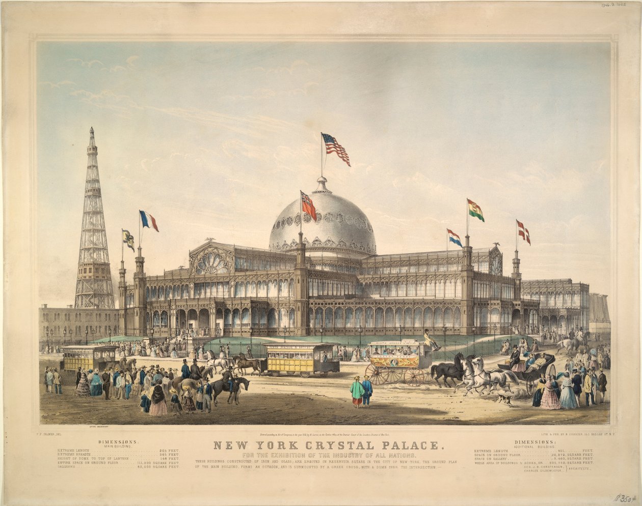 New York Crystal Palace: För utställningen av alla nationers industri. av Frances Flora Bond Palmer