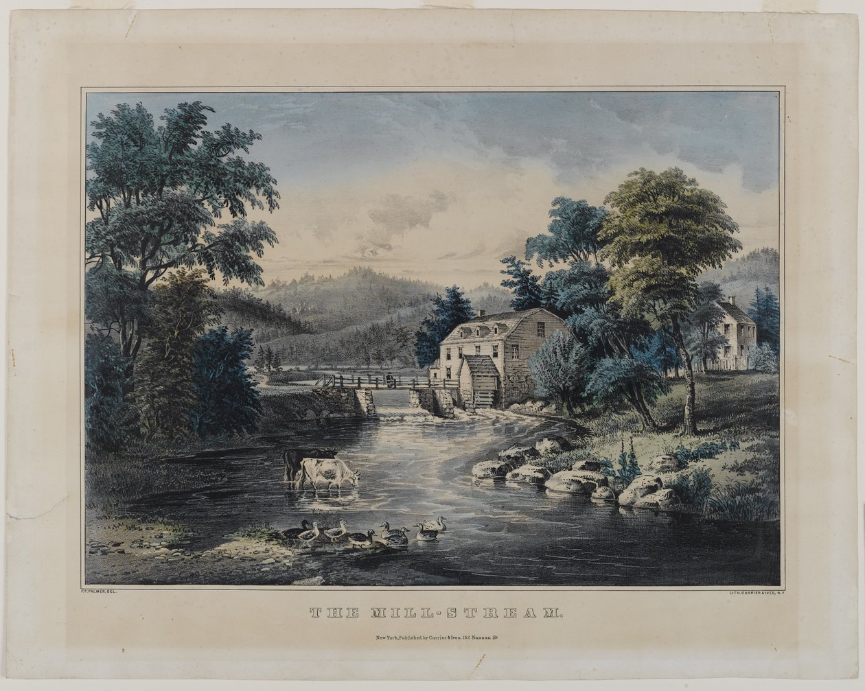 The Mill-Stream, publicerad av Currier & Ives, New York (handfärgad litho) av Frances Flora Bond Palmer