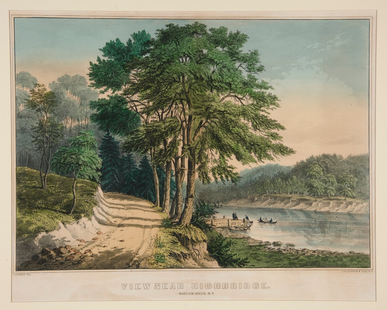 Utsikt nära Highbridge. Harlem River, N.Y. av Frances Flora Bond Palmer