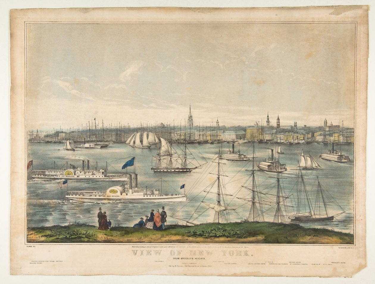 Utsikt över New York från Brooklyn Heights, 1849. av Frances Flora Bond Palmer