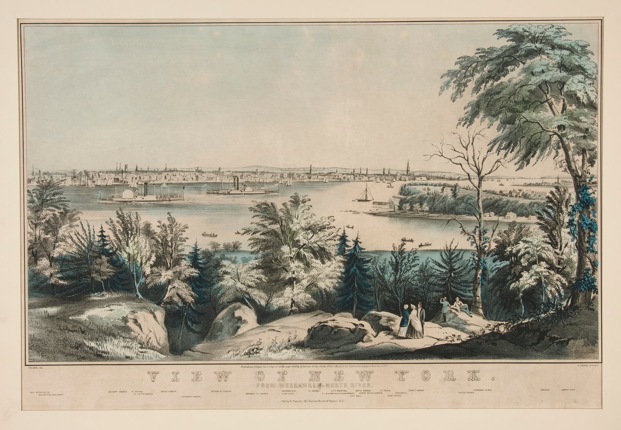 Utsikt över New York från Weehawken-North River av Frances Flora Bond Palmer
