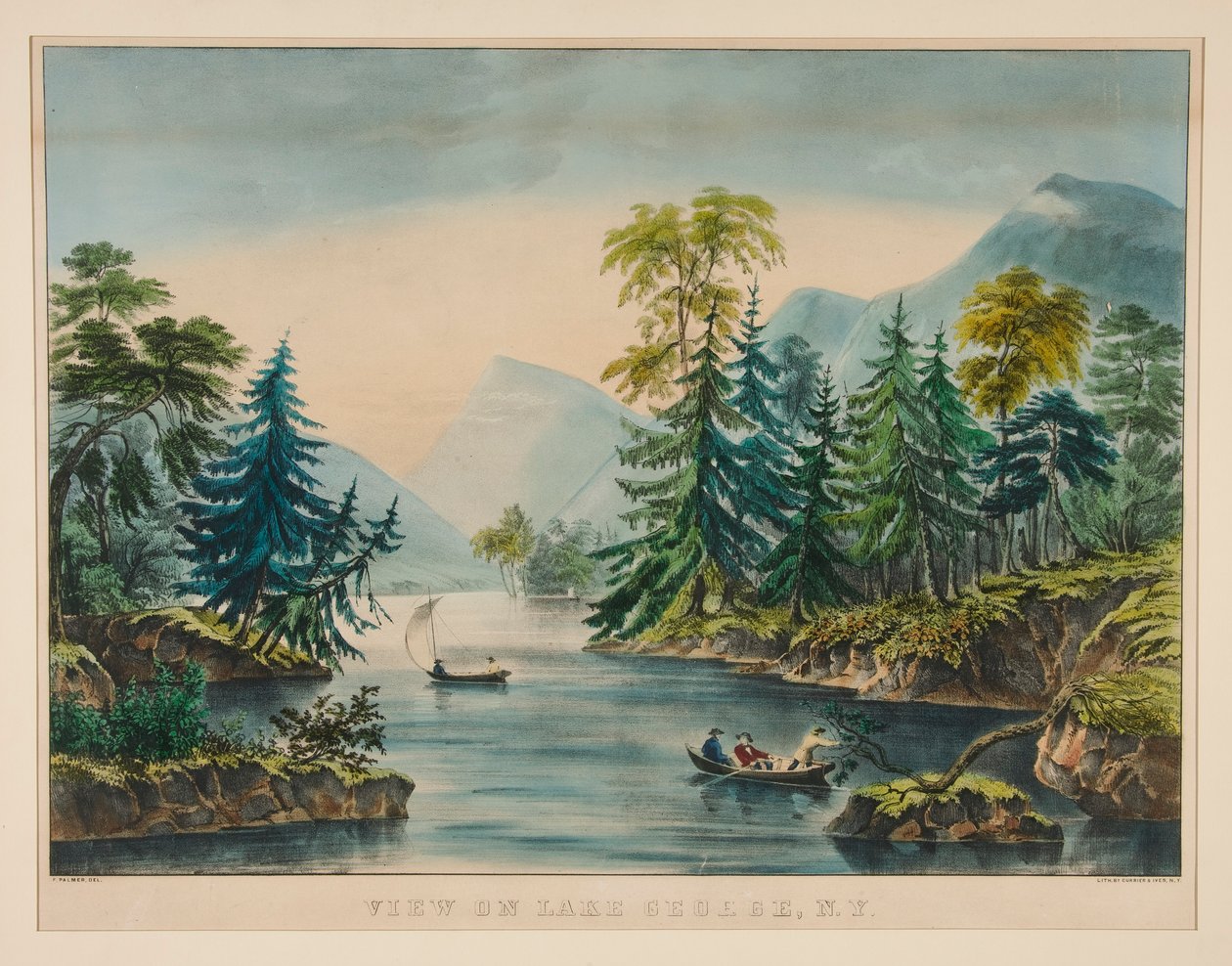 Utsikt över Lake George, NY av Frances Flora Bond Palmer