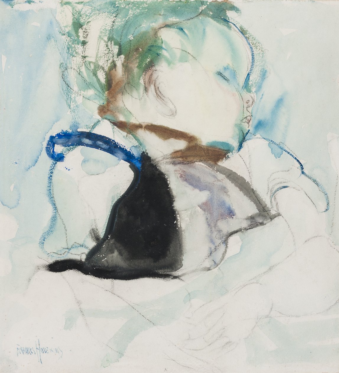 Sleeping Baby, ca 1905 (bläck och akvarell på papper) av Frances Hodgkins