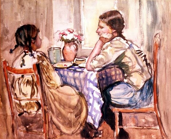 Måltiden (akvarell på papper) av Frances Hodgkins