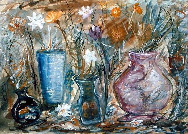 Vaser med blommor (akvarell på papper) av Frances Hodgkins