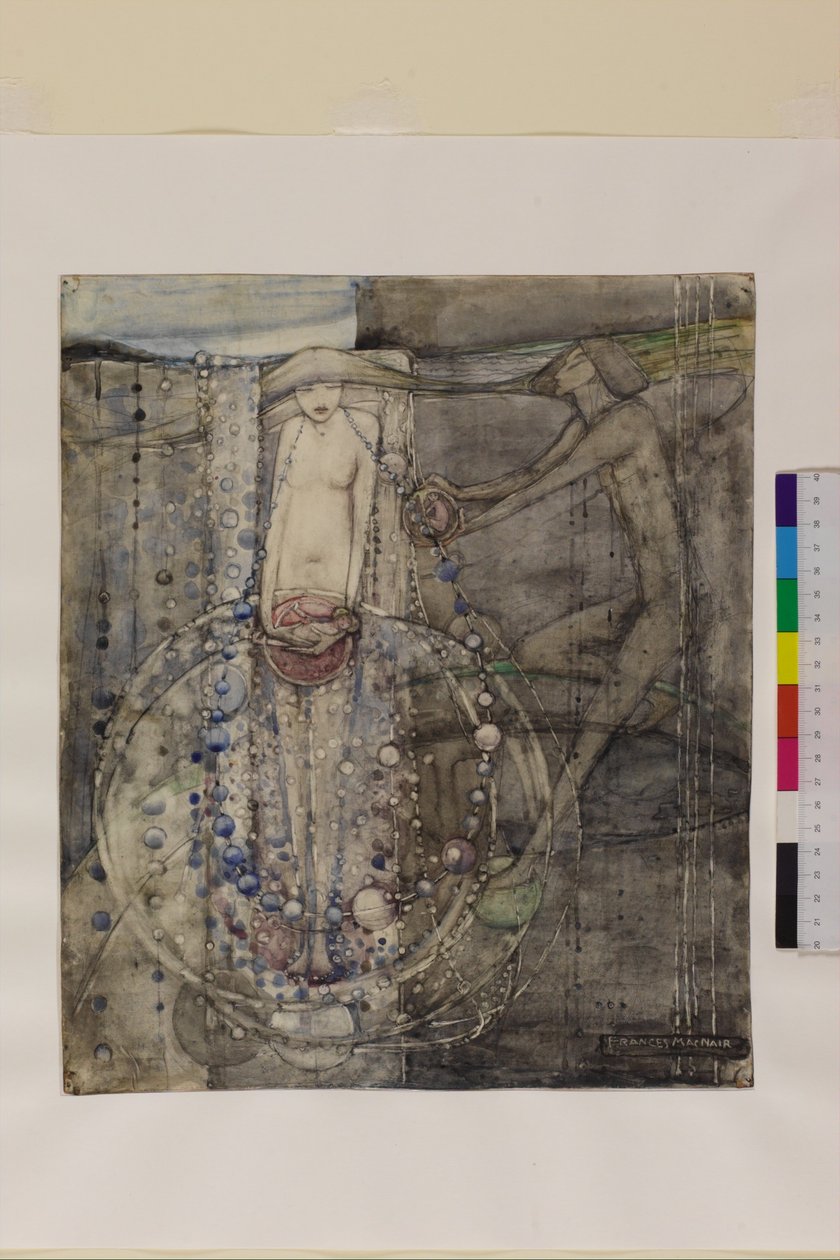 Man gör livets pärlor men kvinnan måste trä dem, ca 1912-15 av Frances Macdonald