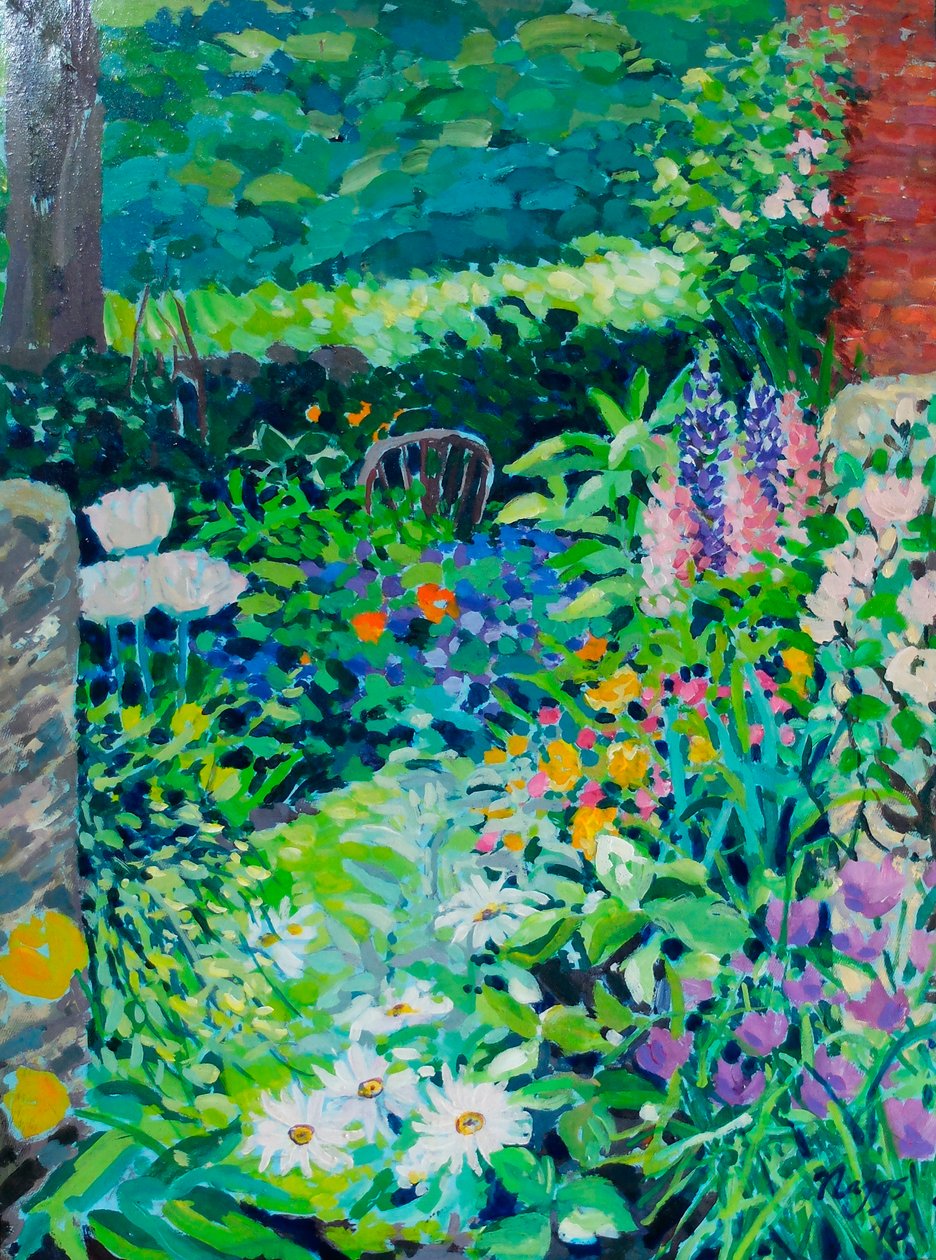 English Country Garden, 2018 (akryl på duk) av Frances Naggs