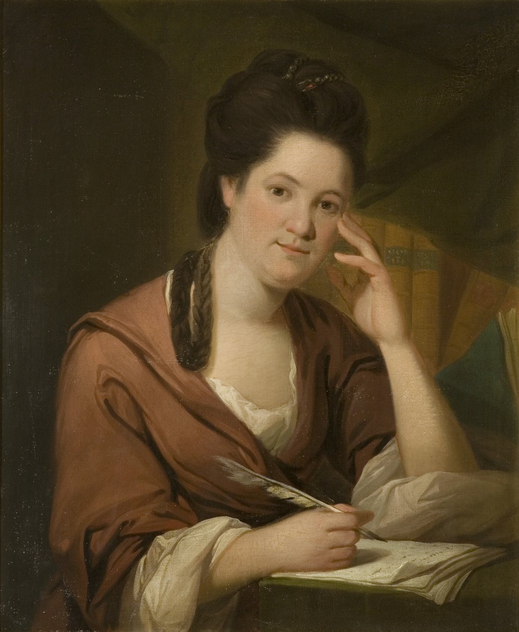 Porträtt av Hannah More (f.1745), ca 1780 (olja på duk) av Frances Reynolds