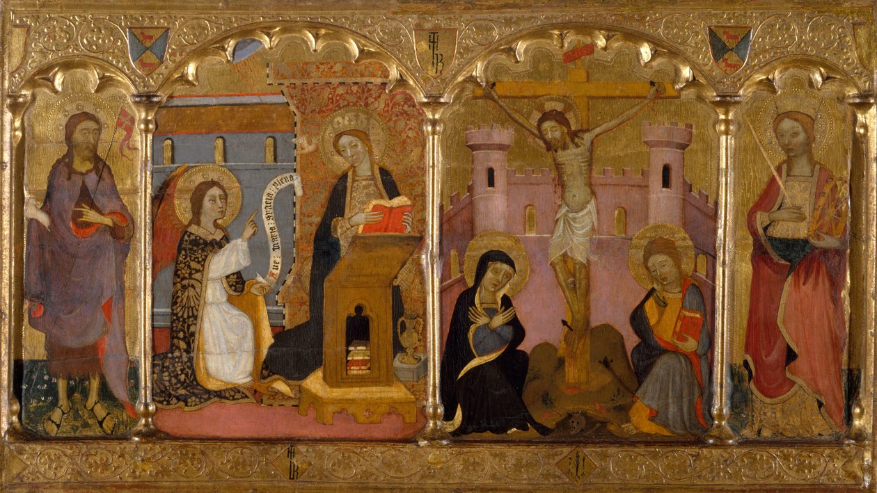 Johannes Döparen, Bebådelsen, korsfästelsen och Sankt Katarina av Alexandria av Francesc Comes