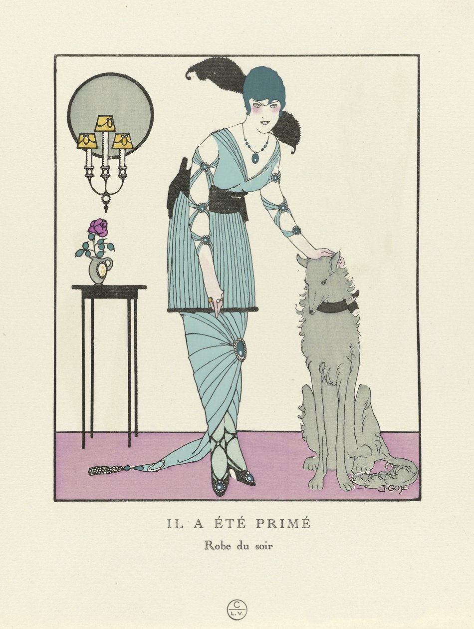 Han belönades, pub. 1914 (stenciltryck) av Francesc Xavier Gosé