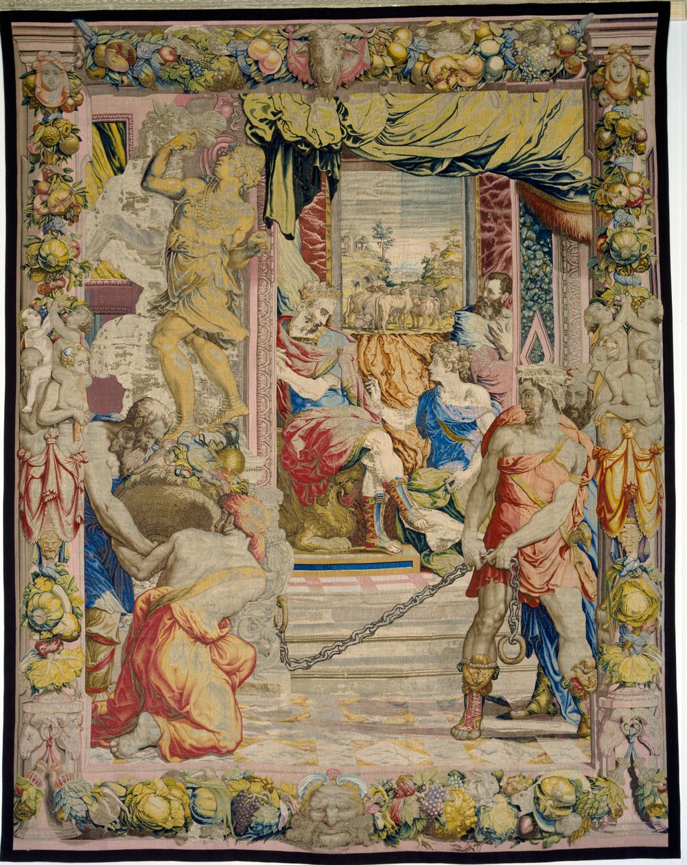 Josef förklarar för farao sin dröm om de feta och magra korna, från Sala dei Dugento, 1546-53 (gobeläng) av Francesco and Karcher, N Salviati