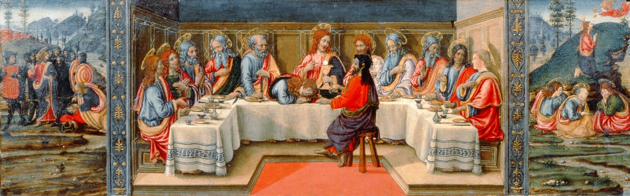 Scener från Kristi passion, predellapanel från sakramentens tabernaklet, ca 1484-6 (tempera på panel) (detalj från 94757) av Francesco Botticini