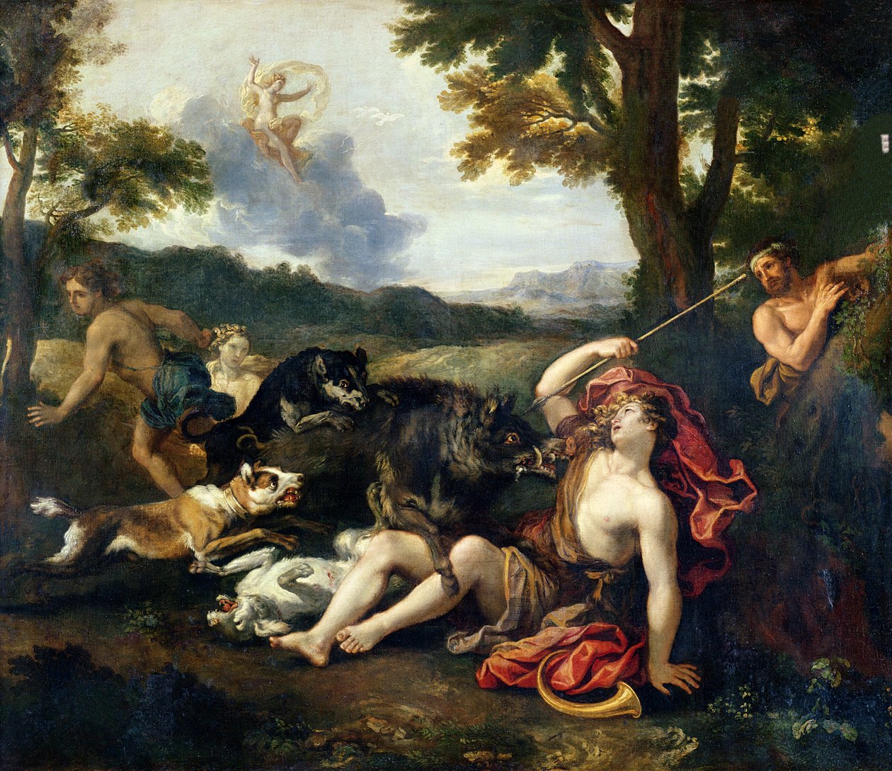 Adonis dödad av ett vildsvin av Francesco Albani