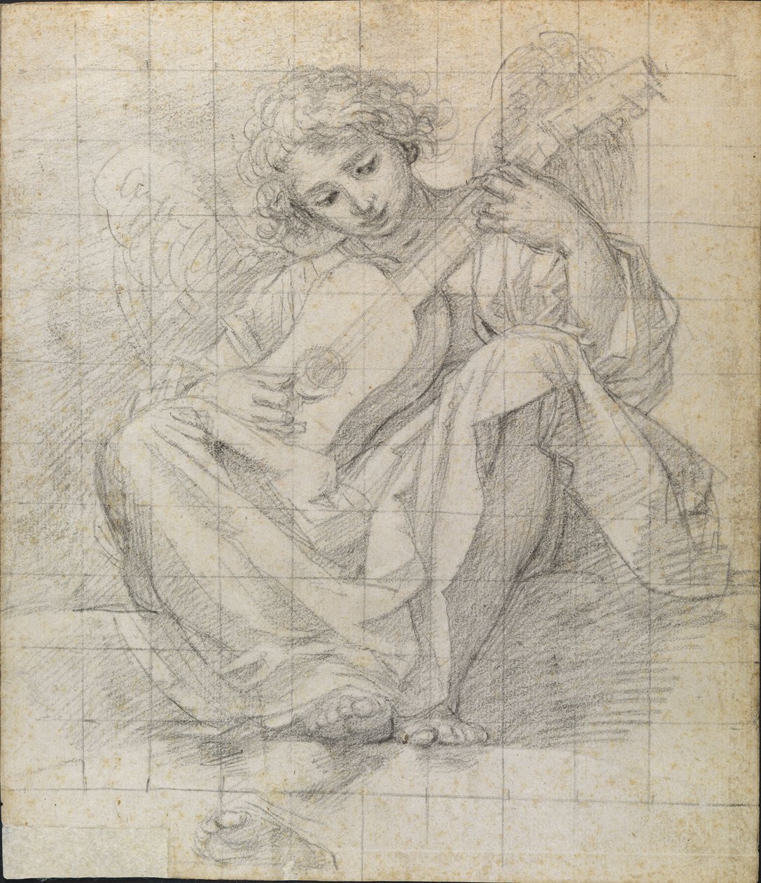 Angel playing lute av Francesco Albani